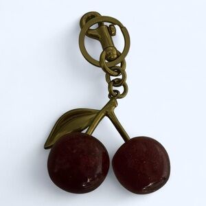 Cherry Keychain with Gold Accents